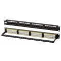 Патч-панель 19", 1U, 24 порта, Кат.5e (Класс D), 100МГц, RJ45/8P8C, 110/KRONE, T568A/B, неэкранированная, с органайзером, черная (NIKOMAX )