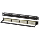 Патч-панель 19", 1U, 24 порта, Кат.5e (Класс D), 100МГц, RJ45/8P8C, 110/KRONE, T568A/B, неэкранированная, с органайзером, черная (NIKOMAX)